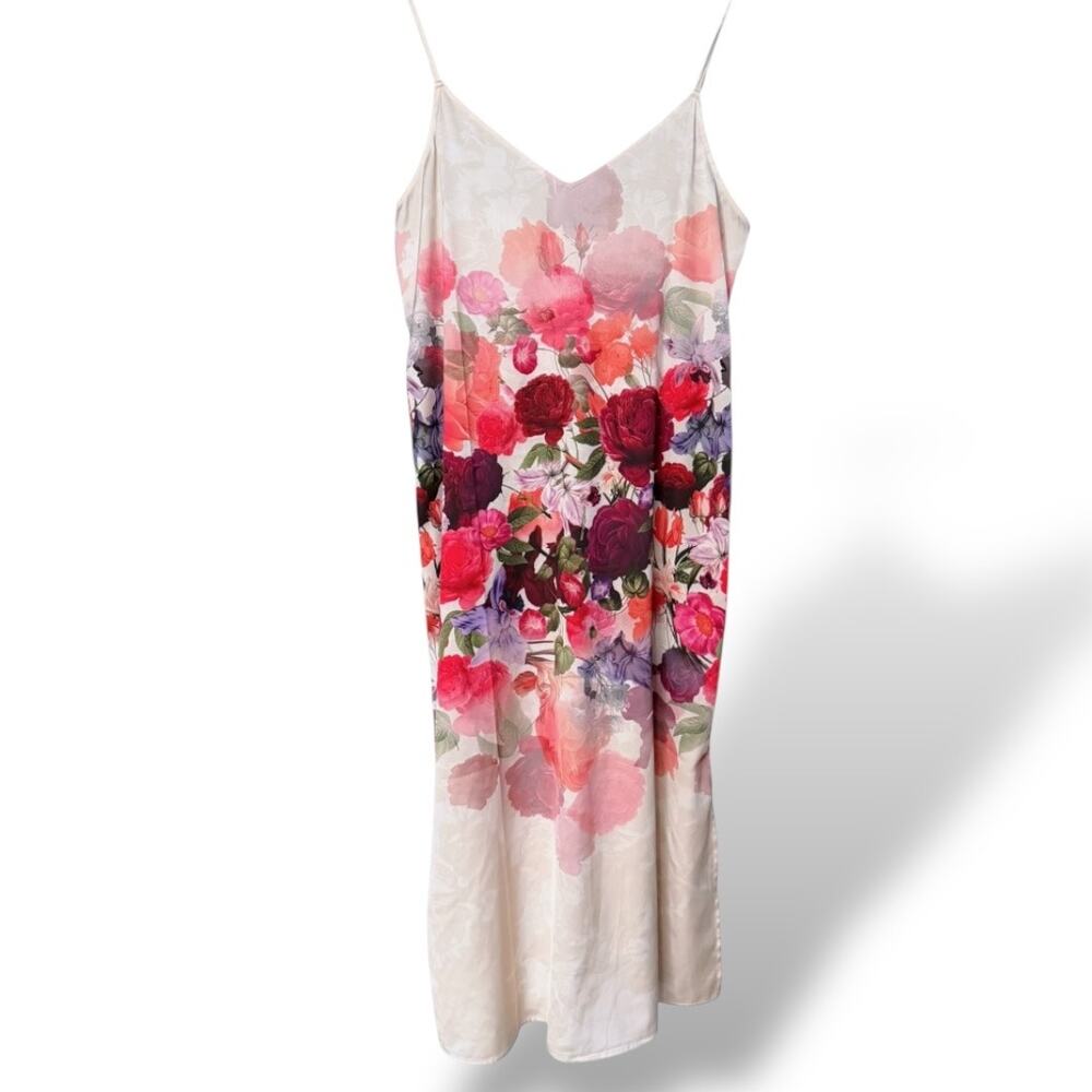 SOMA Twilight Garden Midi Slip Dress Women's M Watercolor Floral Cottagecore NEW